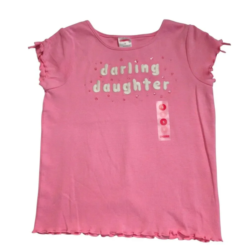Vintage Gymboree Top Girls Size 5 Pink Darling Daughter T Shirt Sweetheart NWT